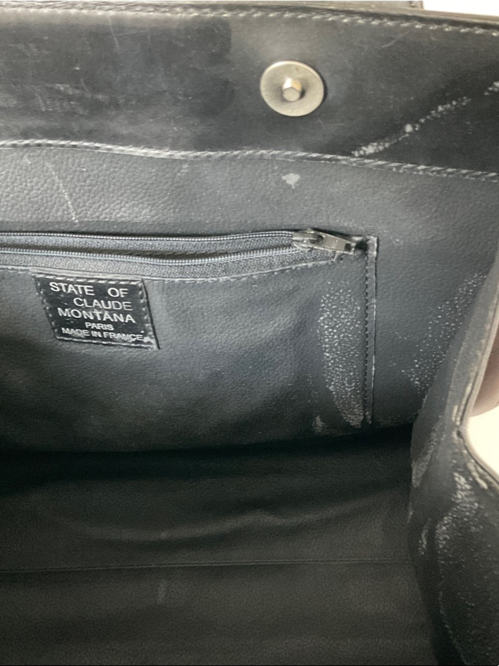 State of Claude Montana Black Leather Tote Bag - Picture 6 of 15